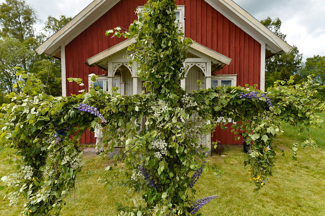 Decoration at Församlingshem for Midsummer Festival, Långaryd, Halland, Sweden