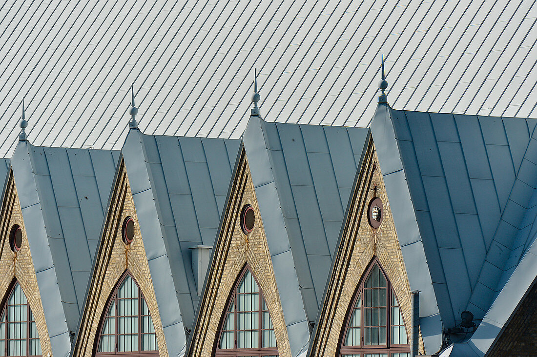 Blick auf das Dach der Fischkirche in Göteborg, Västra Götalands Län, Schweden