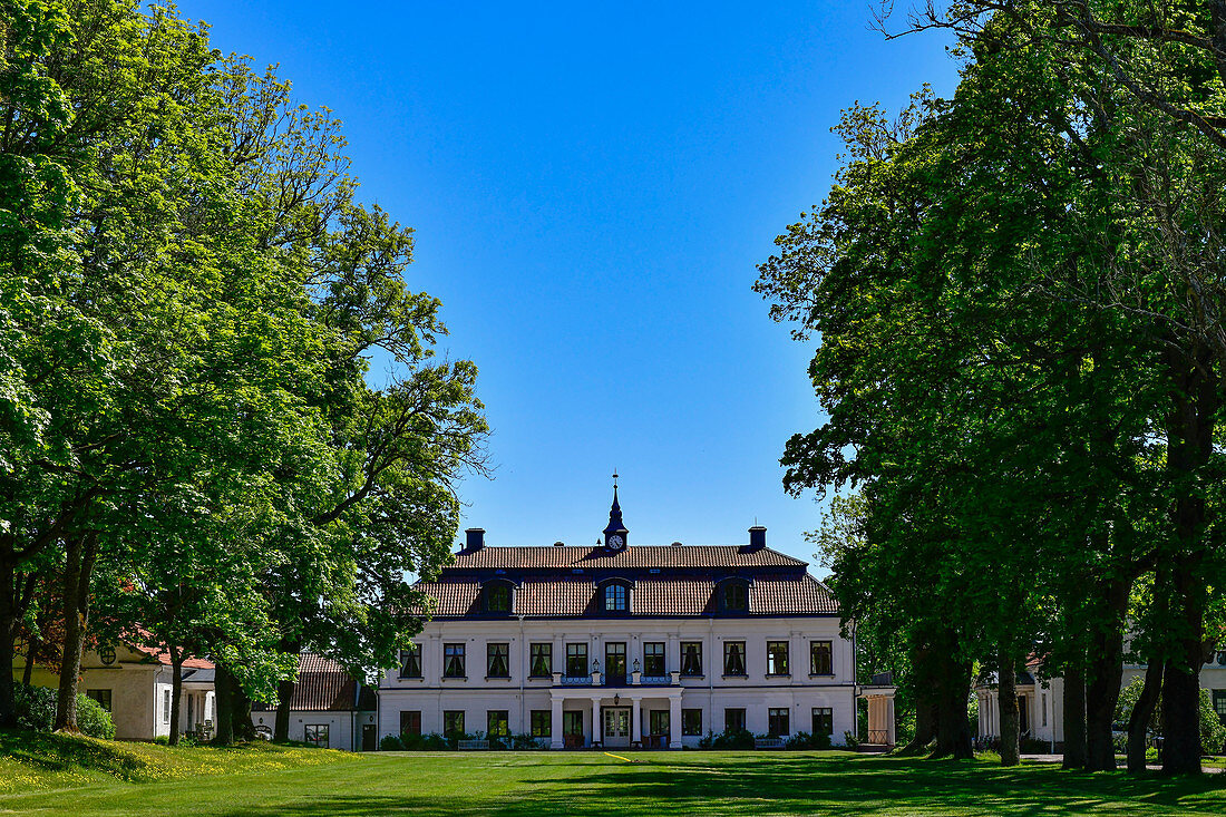 A stately, historic estate with a park near Norrkvarn, Västergötland, Sweden