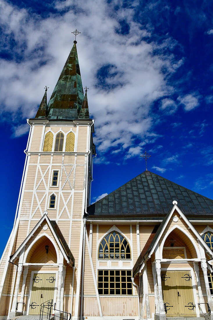 Wunderschöne Holzkirche in Arvidsjaur, Norrbottens Län, Schweden