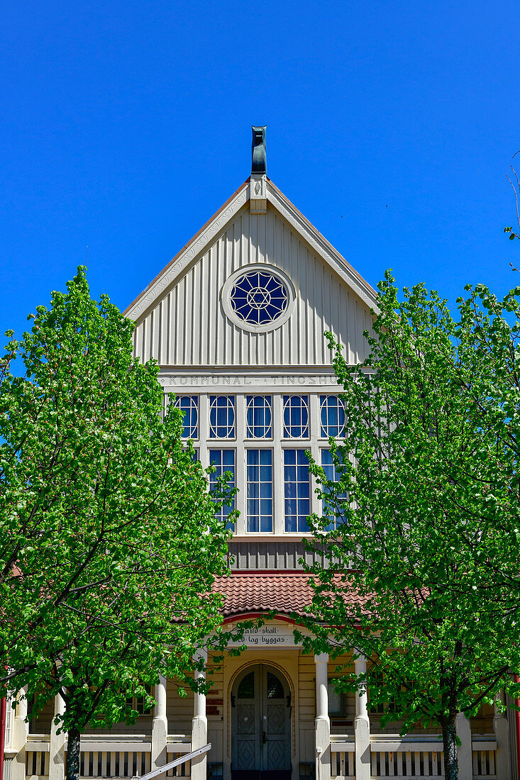 Das historische Gemeindehaus aus Holz in Älvdalen, Dalarna, Schweden