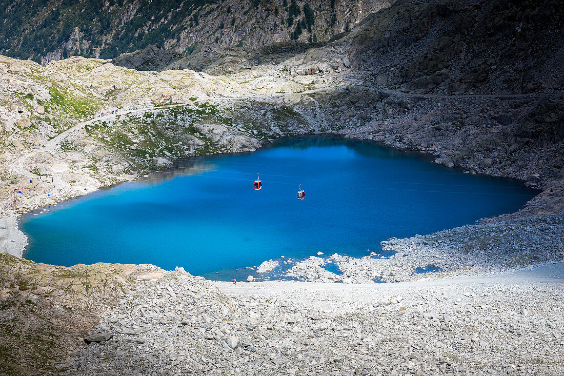 a view of the Monticello Lake into the Natural Park Adamello Brenta, Trento province, Trentino Alto Adige, Italy