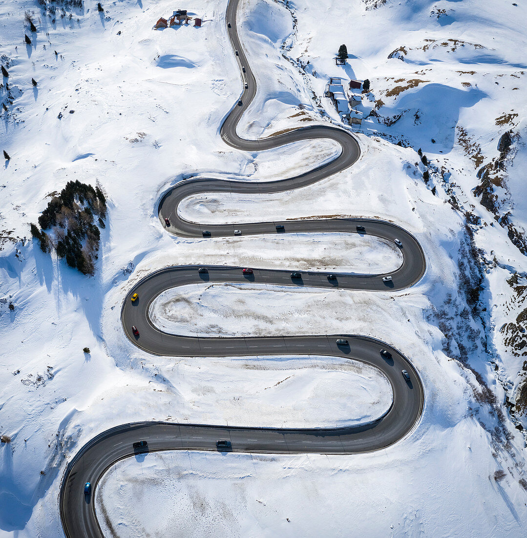 Aerial view of Julier Pass, Albula, Engadine, Canton of Graubunden, Switzerland, Southern Europe