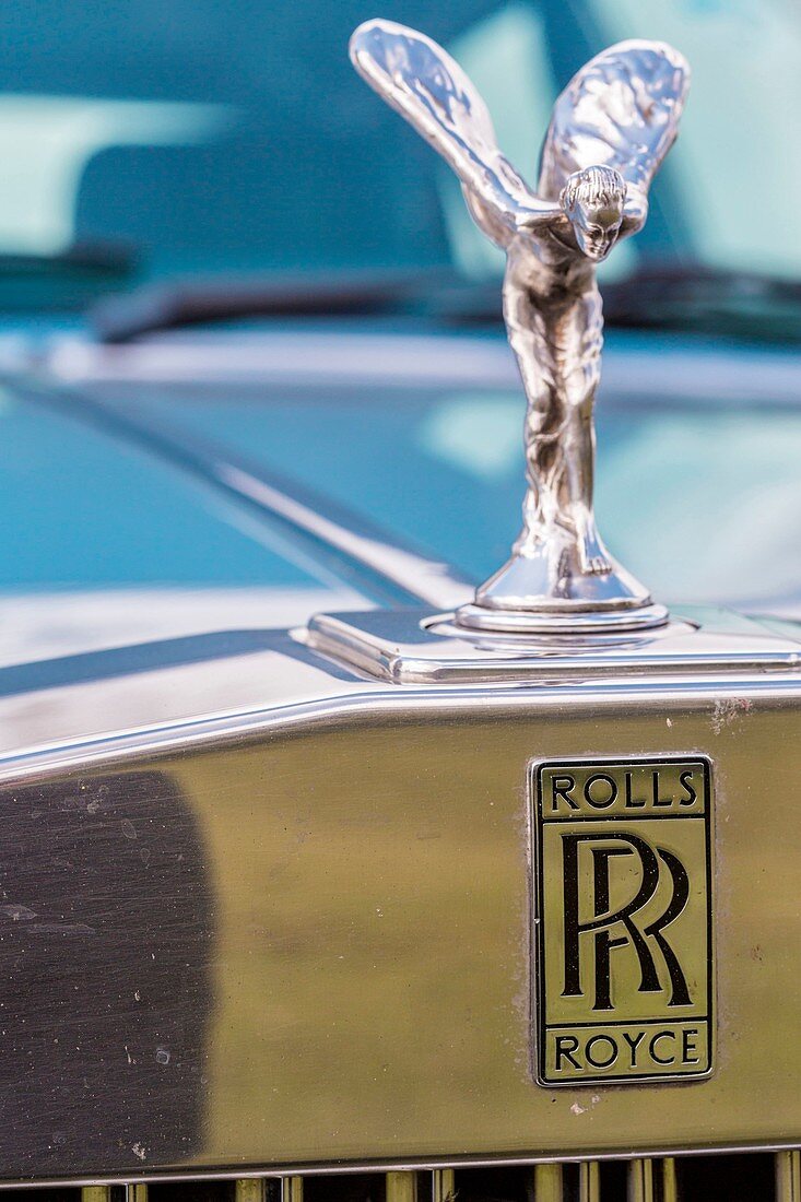 United Kingdom, Worcestershire, Cotswold district, Cotswolds region, Broadway, radiator cap Spirit of Ecstasy designed by British sculptor Charles Sykes for the automaker Rolls Royce