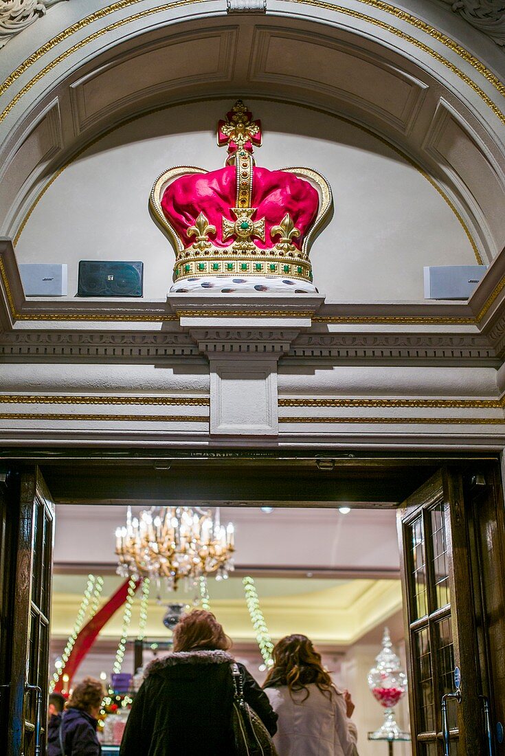 England, London, St James, Fortnum and Mason store, entrance with Royal Crown