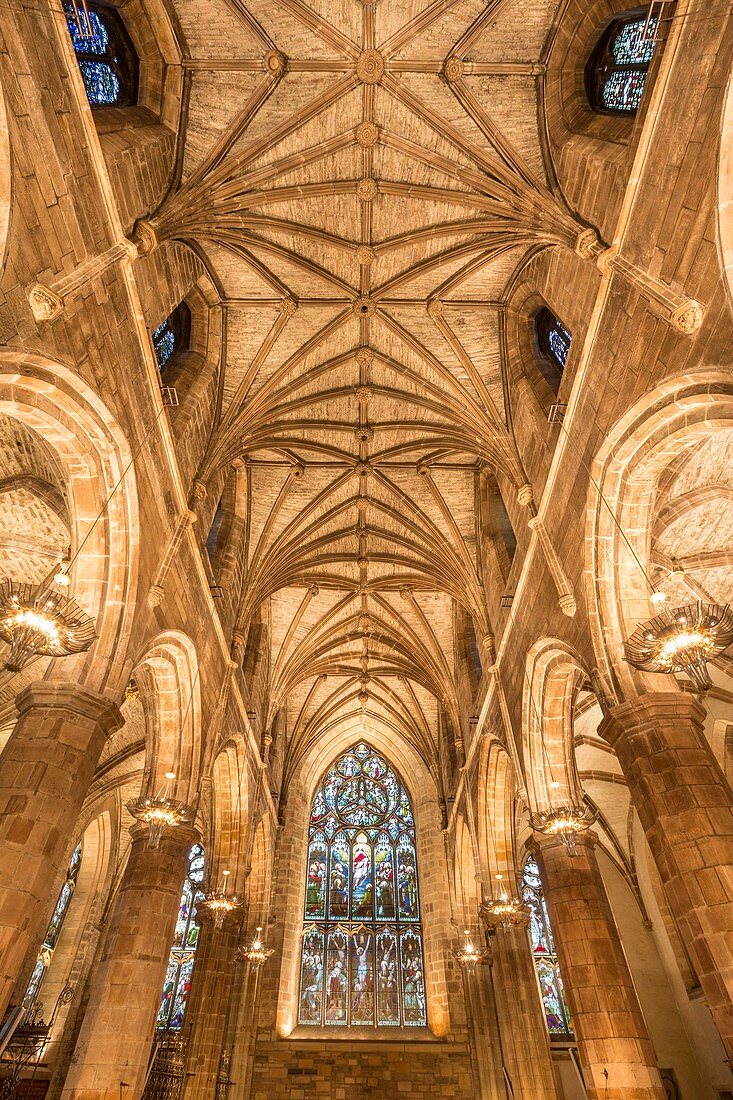 Vereinigtes Königreich, Schottland, Edinburgh, Weltkulturerbe, Innenansicht der St. Giles-Kathedrale aus dem 12. Jahrhundert