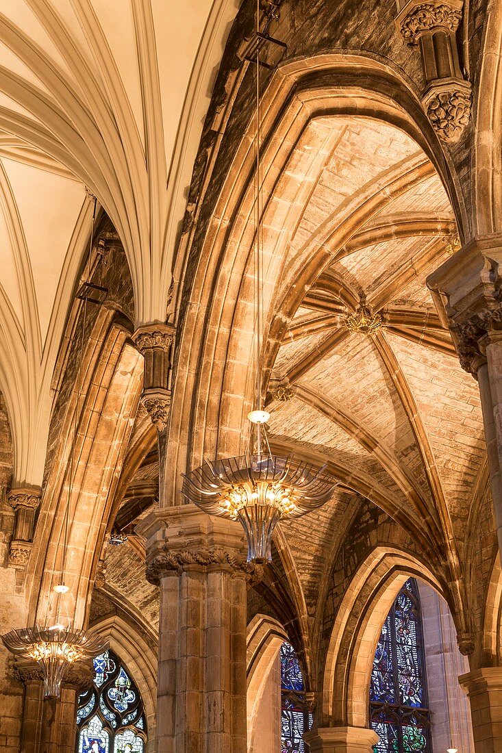 Vereinigtes Königreich, Schottland, Edinburgh, Weltkulturerbe, Innenansicht der St. Giles-Kathedrale aus dem 12. Jahrhundert