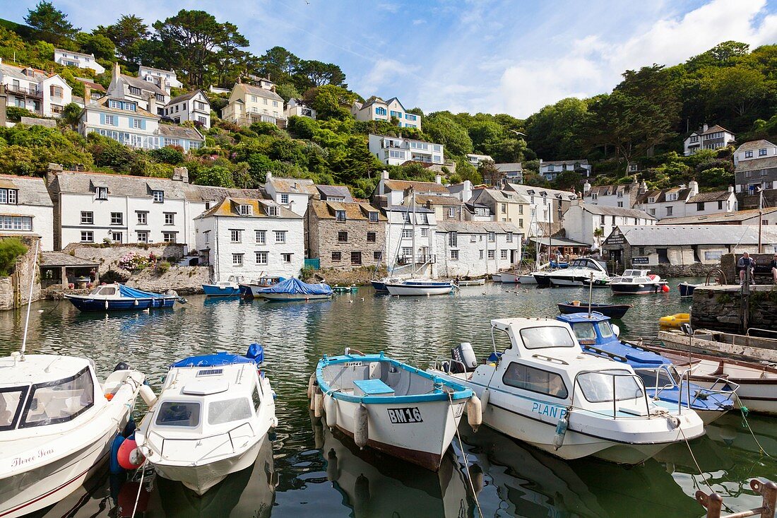 United Kingdom, Cornwall, Polperro, Fishing boats in Polperro Harbour