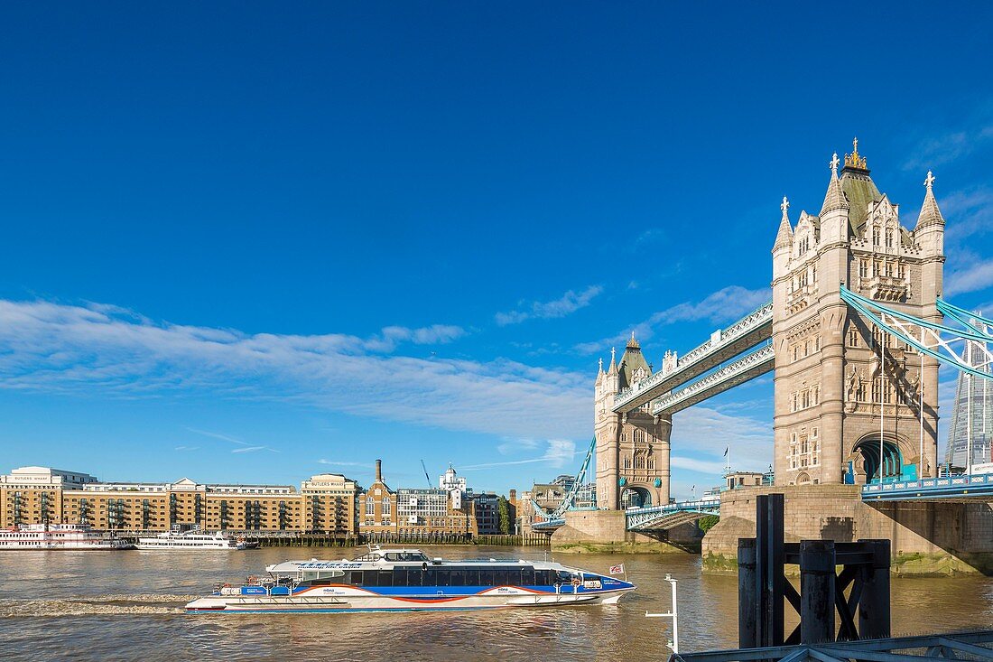 United Kingdom, London, Southwark District, Tower Bridge and Shenz Tower of Renzo Piano