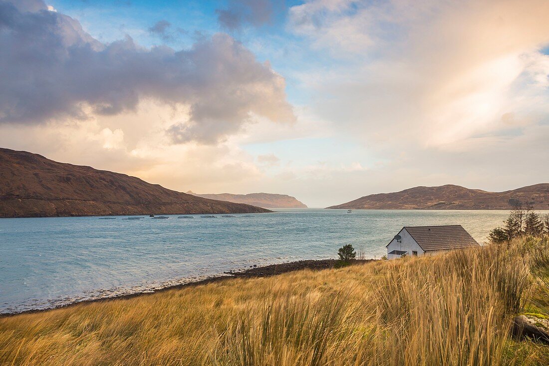 United Kingdom, Scotland, Highlands, Inner Hebrides, Isle of Sky, house next to Loch Ainort