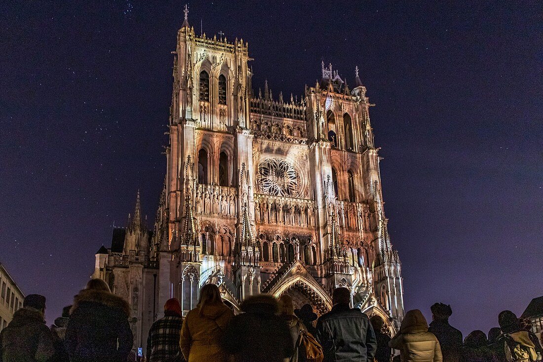 CHROMA, MONUMENTAL SHOW ON THE FACADE OF THE NOTRE DAME CATHEDRAL OF AMIENS, SOMME, PICARDY, HAUTS DE FRANCE