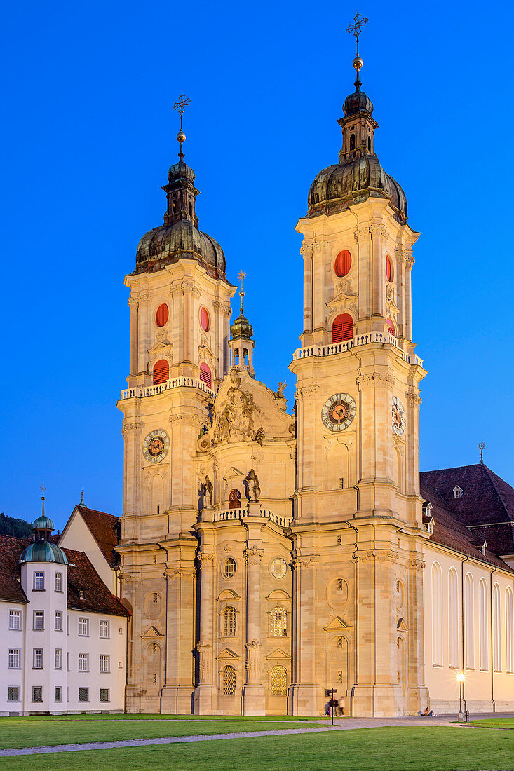 Illuminated St. Gallen Collegiate Church, St. Gallen, UNESCO World Heritage Site St. Gallen, Switzerland