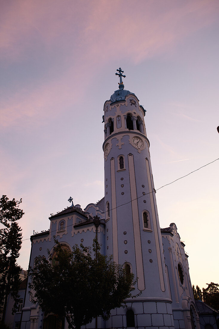 St. Elizabeth Church at sunset in Bratislava, Slovakia