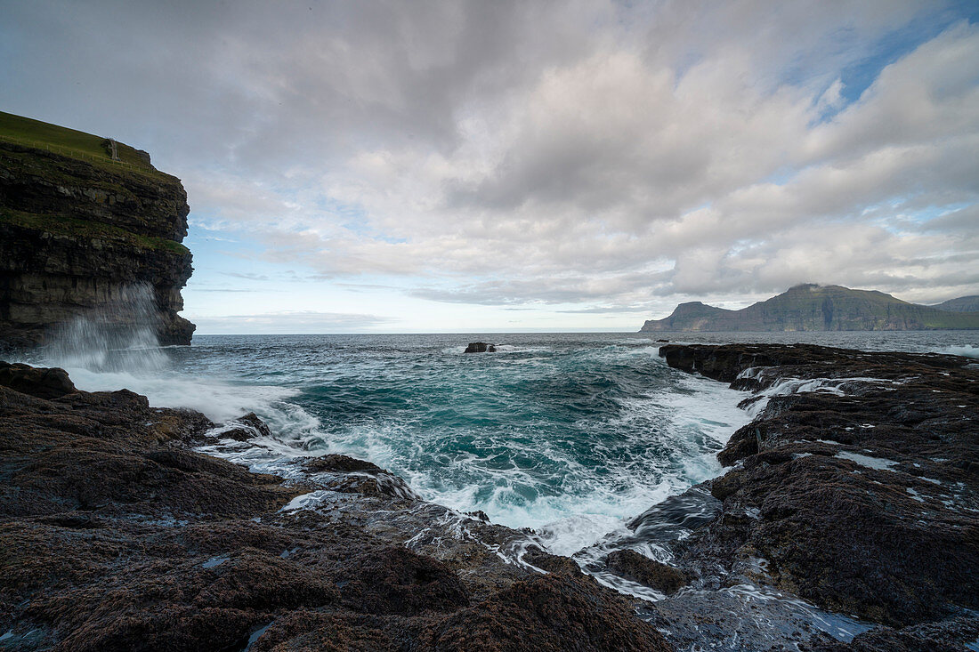 Calm seas near the fishing village of Gjógv; Faroe Islands