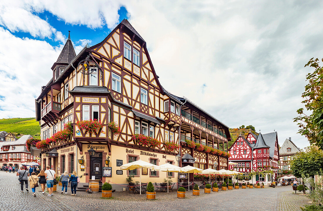 Oberstraße in Bacharach am Rhein, Rheinland-Pfalz, Deutschland