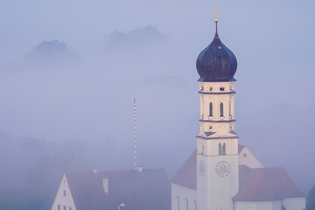 The church of Pähl in the early autumn fog, Pähl, Germany