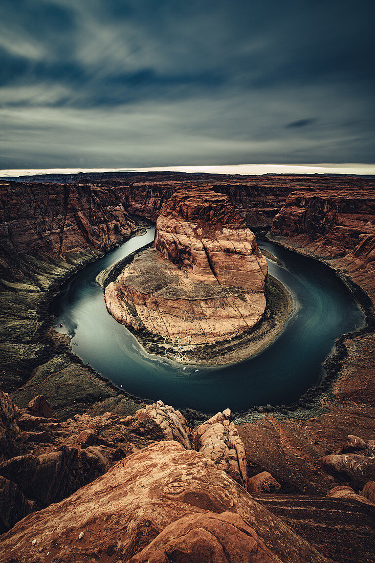 Horseshoe Bend bei Gewitter, Arizona, USA, Nordamerika