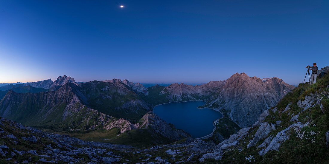 Nachtfotografie am Lünersee, Brandnertal, Vorarlberg, Österreich