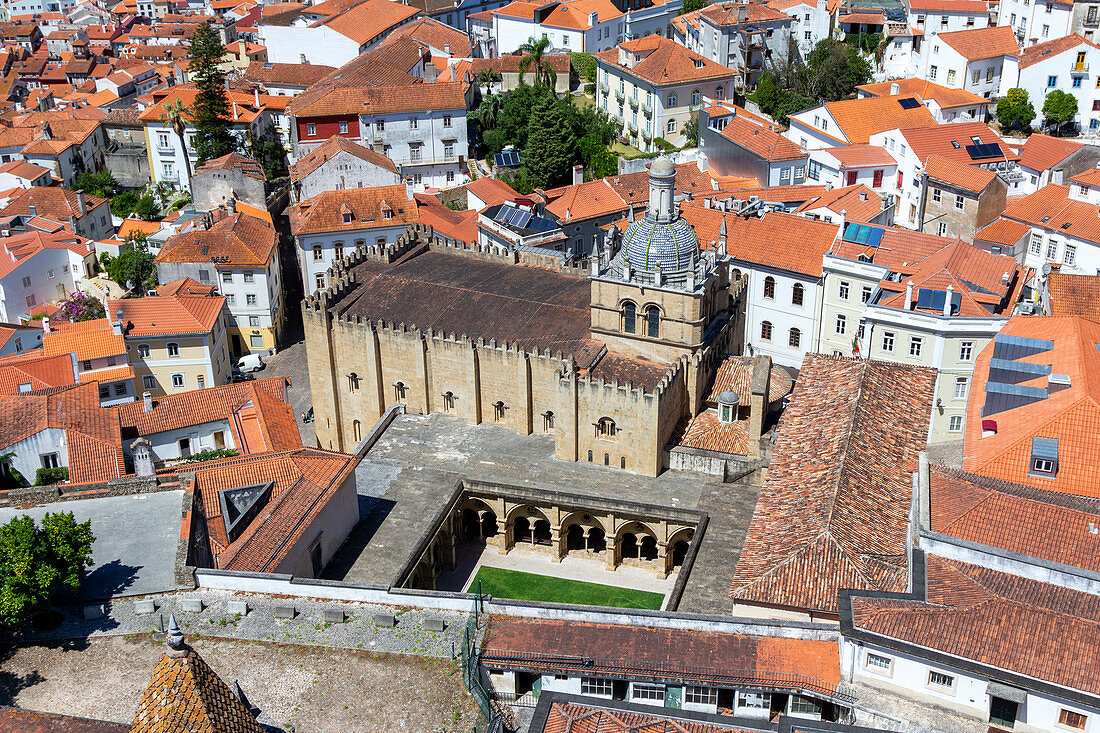 The Old Cathedral (Sé Velha) of Coimbra seen from the Tower of University, Coimbra, Coimbra district, Centro Region, Portugal.
