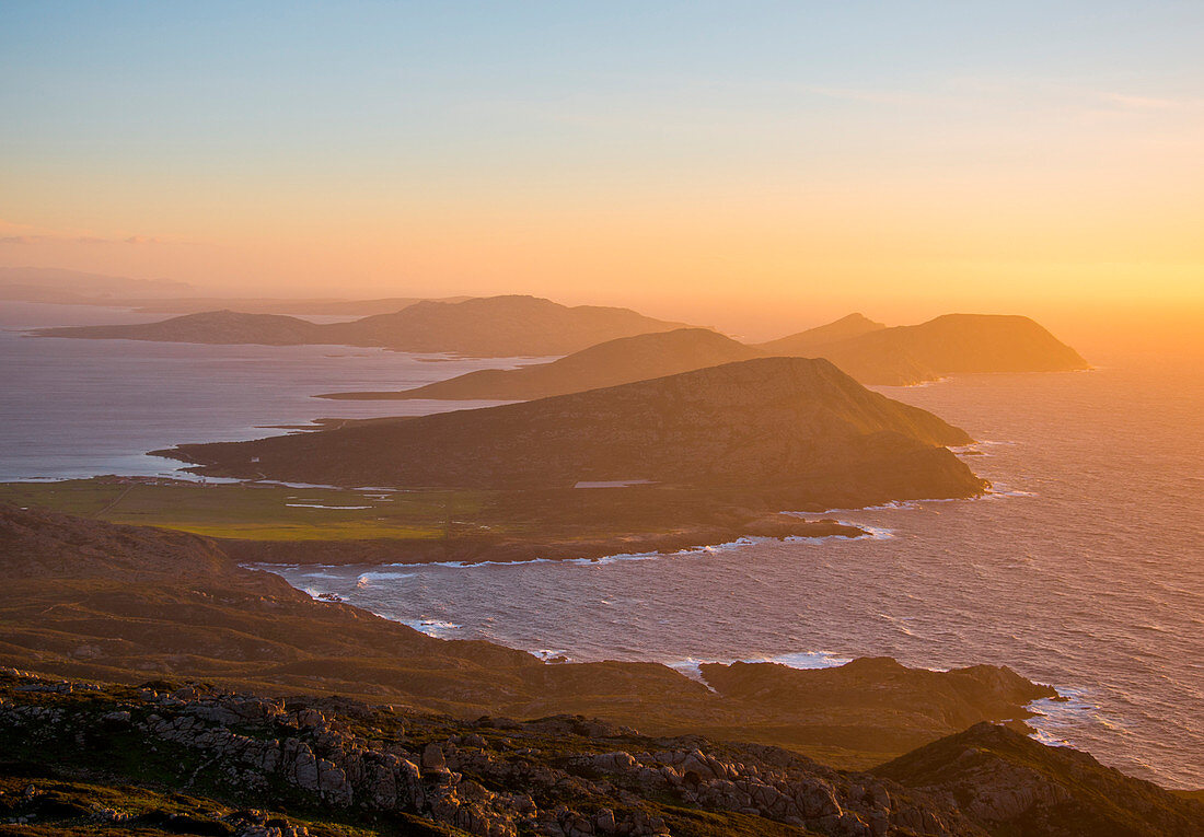 Sunset at National Park of Asinara Island, Sassari province, Sardinia, Italy, Europe.