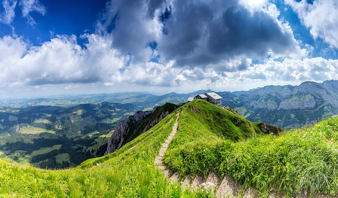 Pathway near the Schafler refuge, Canton of Appenzell, Alpstein, Switzerland, Europe