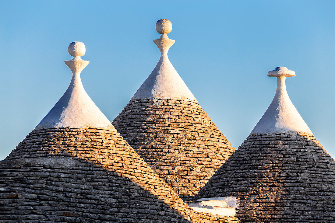Detail of trulli roofs. Unesco World Heritage Site, Alberobello, Province of Bari, Apulia, Italy, Europe.