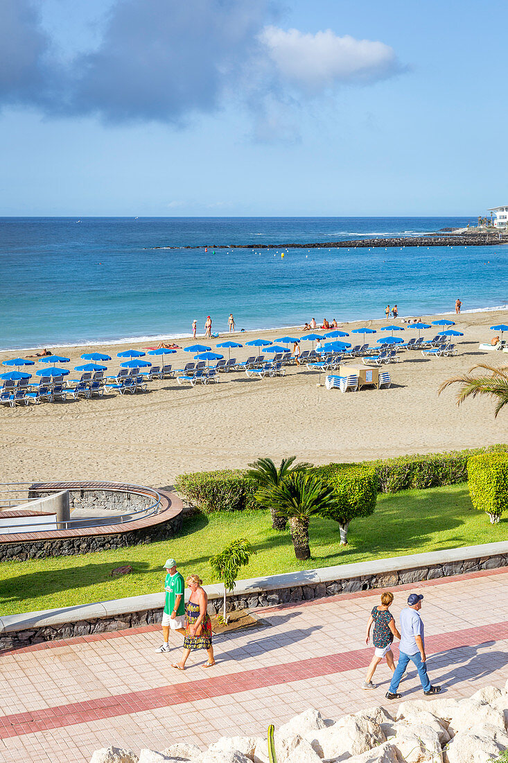 Spain,Canary Islands,Tenerife,Santa Cruz de Tenerife,view of Playa del Camison and Paseo Francisco Andrade Fumero