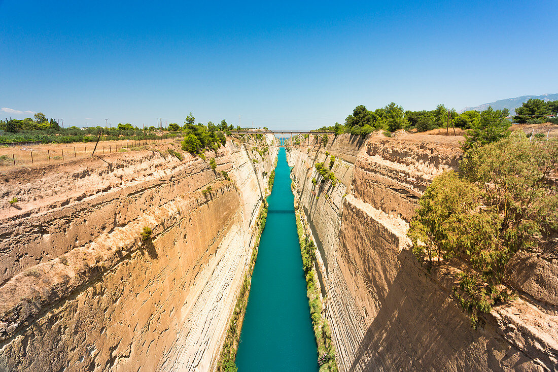 Corinth canal, Corinthia region, Peloponnese, Greece, Europe