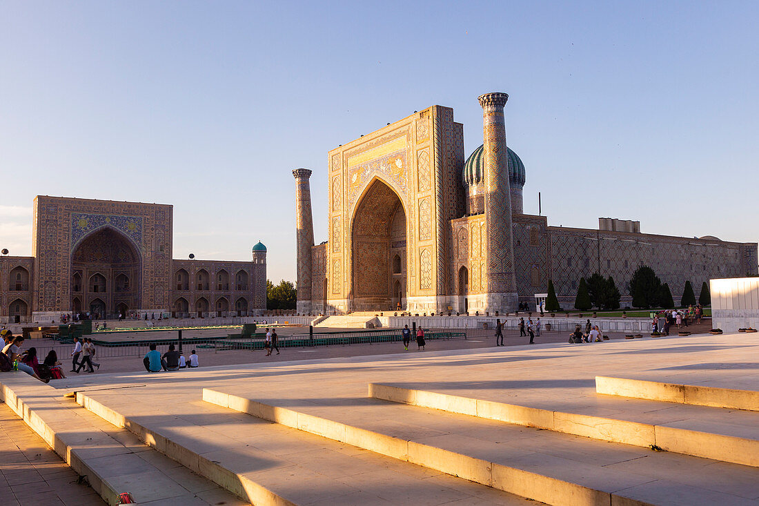 Registan square in the ancient city of Samarkand. Sammarcanda, Uzbekistan, Central Asia.