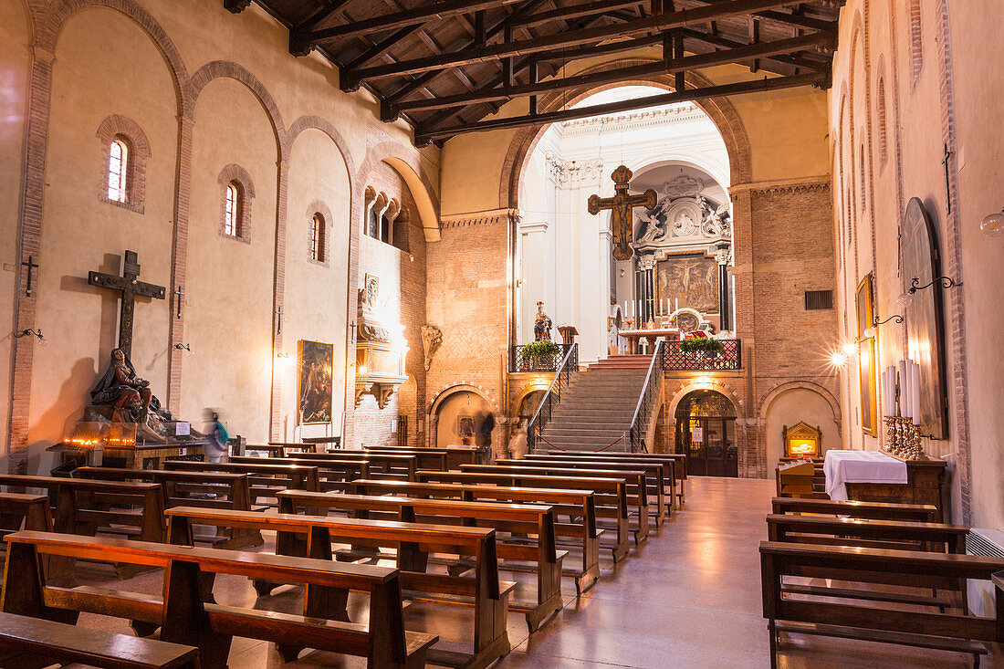 Interior of Crocifisso church in Santo Stefano cathedral. Le sette chiese square, Bologna, Emilia Romagna, Italy, Europe. 
