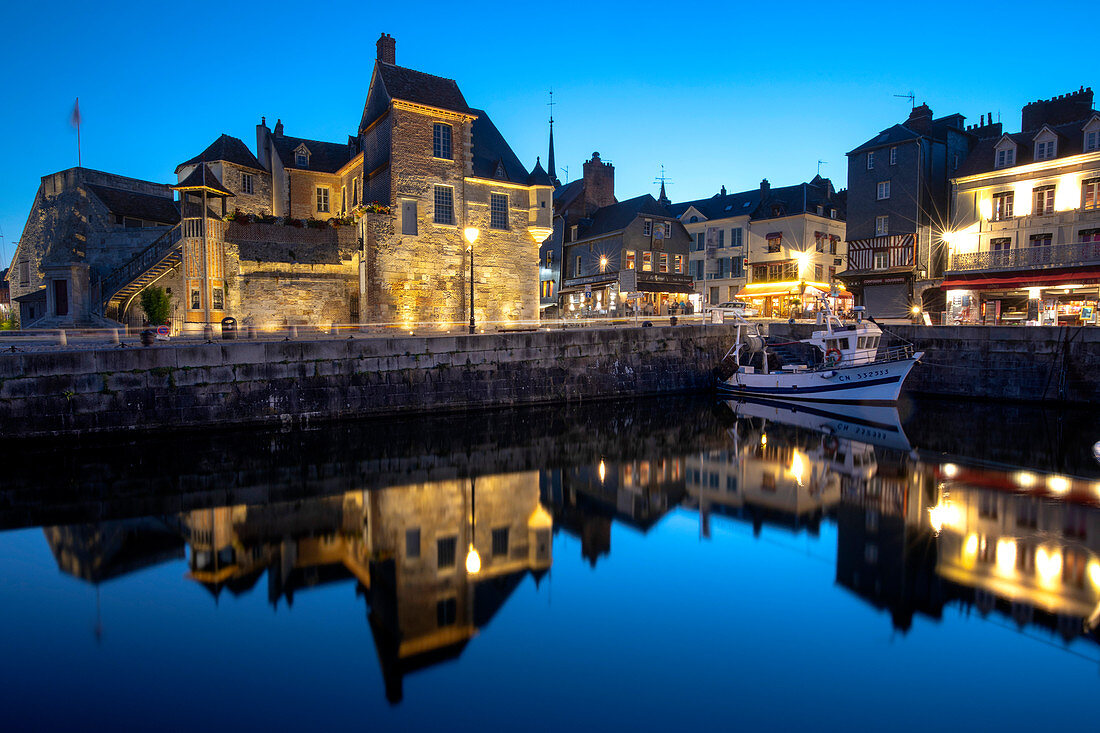 Honfleur village by night, Lisieux, Calvados, Normandy,  Normandie, France