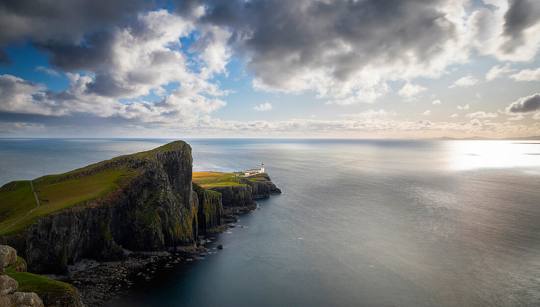 Leuchtturm von Neist Point, Waterstein, Isle of Skye, Schottland, Großbritannien
