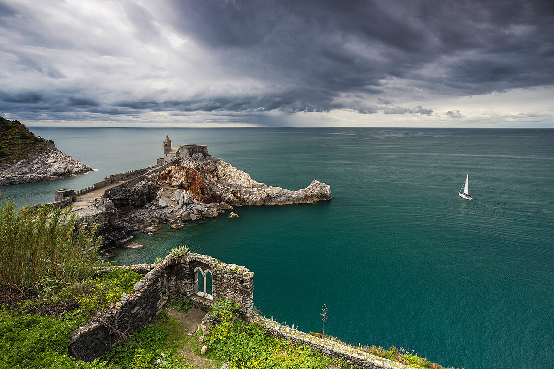 Stormy weather in Portovenere, La Spezia, Liguria, Italy, Southern Europe