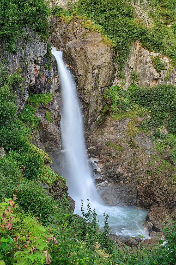 Waterfall at Schlatenbach, Venediger Group, Hohe Tauern, Hohe Tauern National Park, East Tyrol, Austria