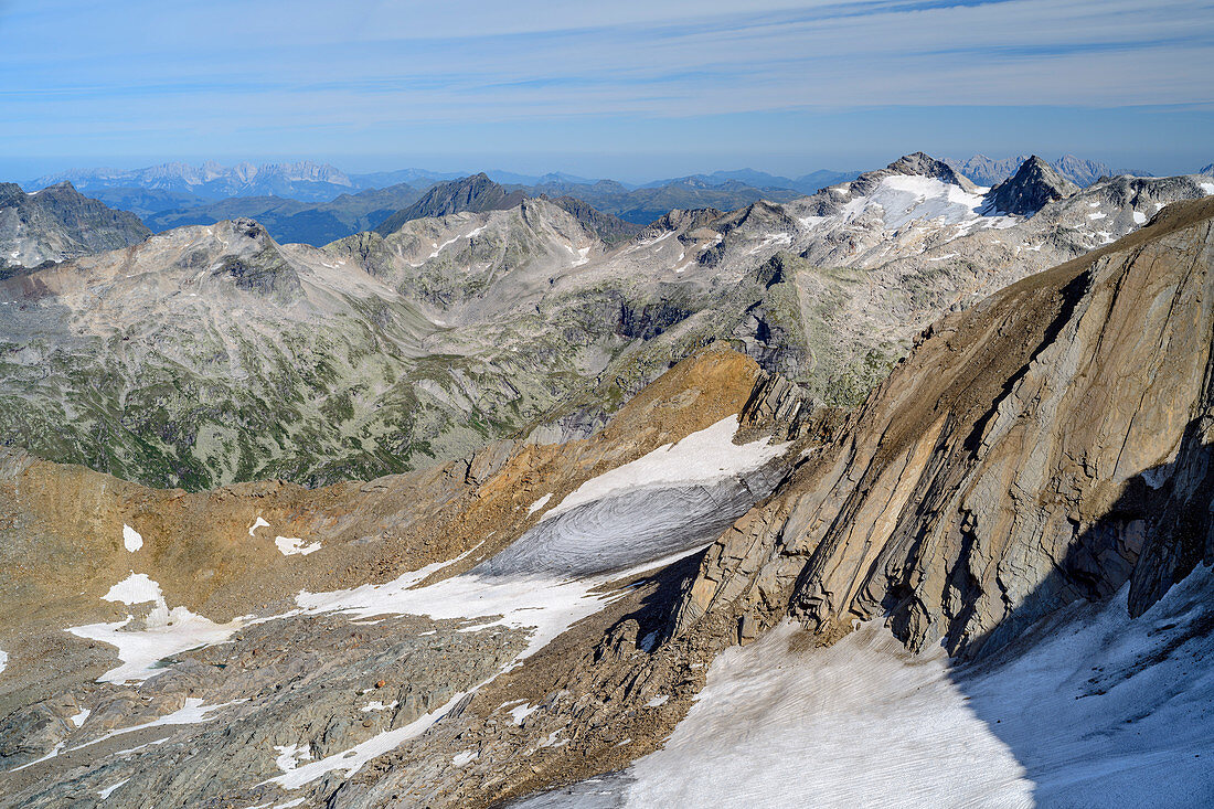 Stubacher Sonnblick und Granatspitze, vom Großen Muntanitz, Granatspitzgruppe, Nationalpark Hohe Tauern, Osttirol, Österreich