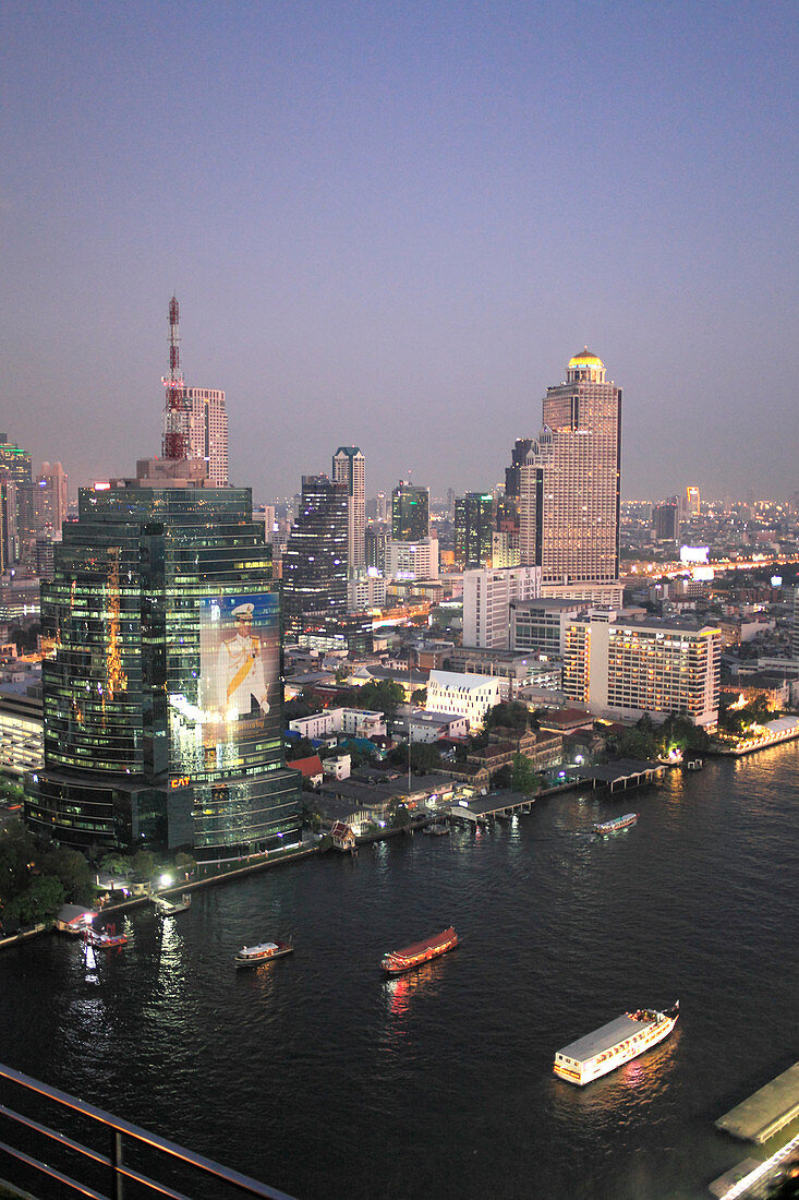 Thailand; Bangkok; Skyline, Fluss Chao Phraya, Luftaufnahme