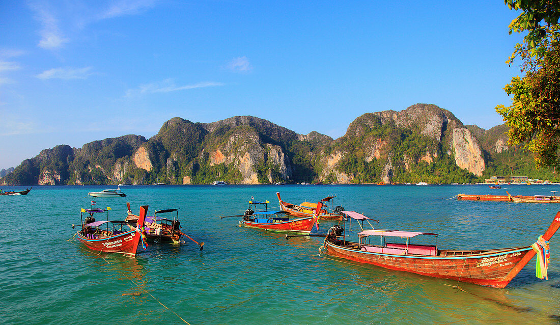 Thailand, Krabi, Phi Phi Don Island, landscape, scenery, boats, 