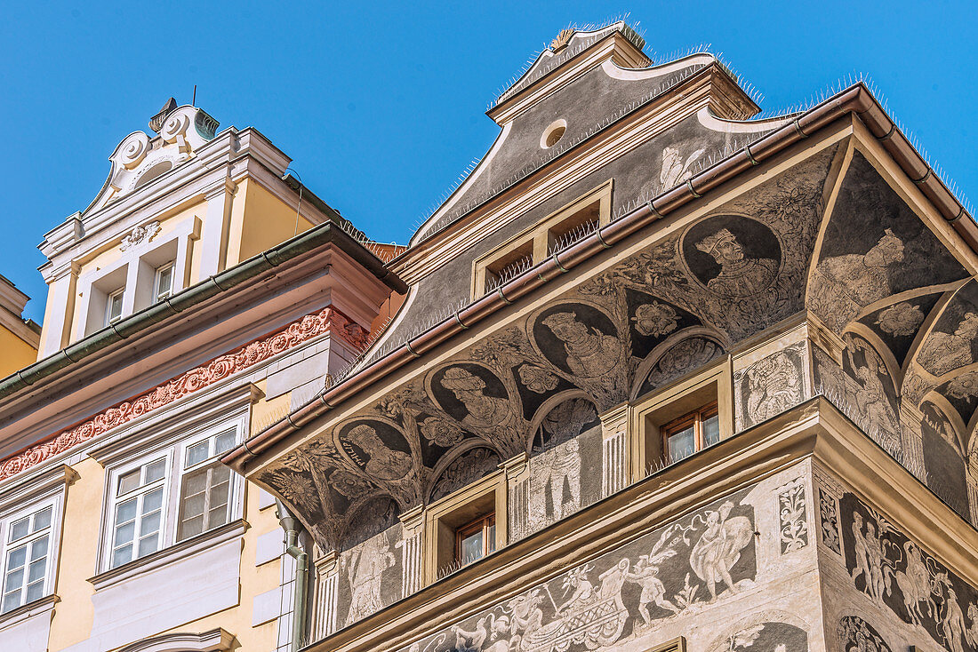 Fassade des Hauses 'Zur Minute' (Dum U Minuty), Altstadt von Prag, Tschechische Republik