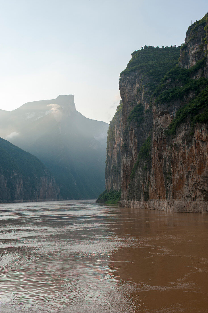 View of the Qutang Gorge in morning light, which is the shortest and most spectacular of Chinas Three Gorges, on the Yangtze River, China.