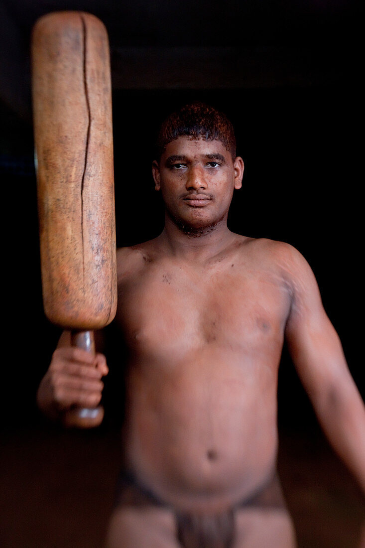 Portrait of Kushti wrestler, traditional Indian wrestling, Kolhapur, Maharashtra, India