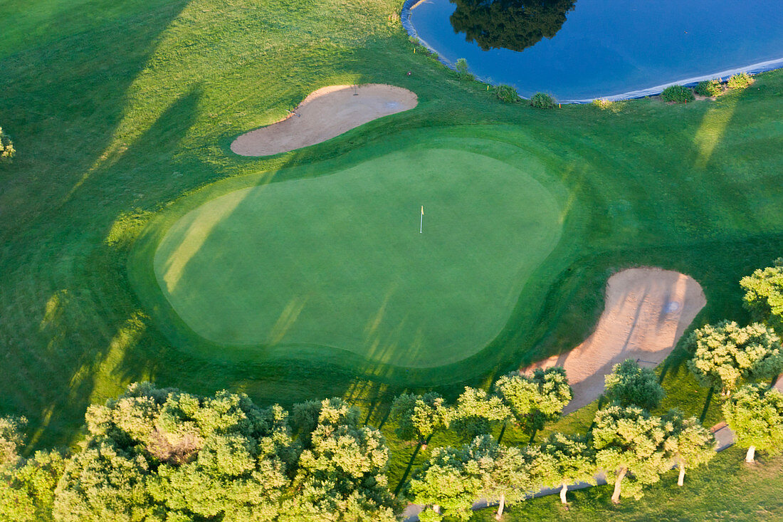 Luftaufnahme von einem Golfplatz, Provinz Huelva, Spanien