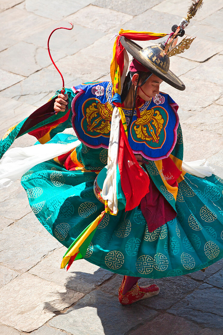 'Schwarz-Hut' Tanz, Tshechu Festival in Wangdue Phodrang Dzong, Wangdi, Bhutan