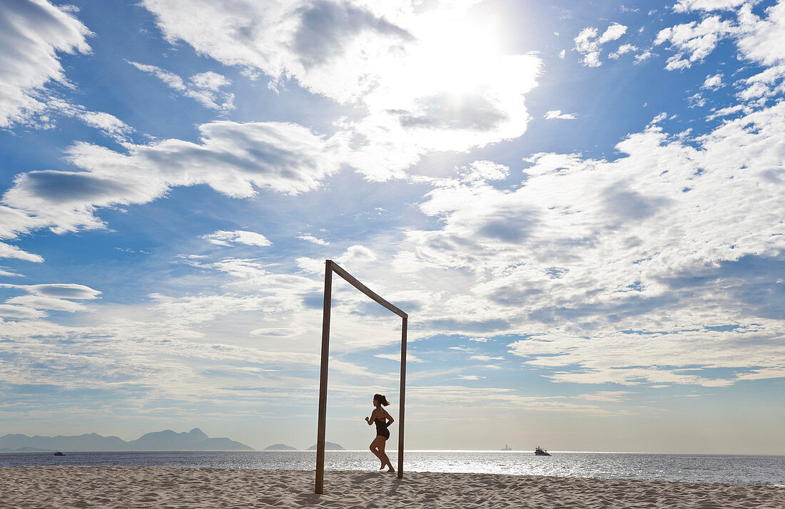 Jogger, Copacabana Beach, Copacabana, Rio de Janeiro, Brasilien