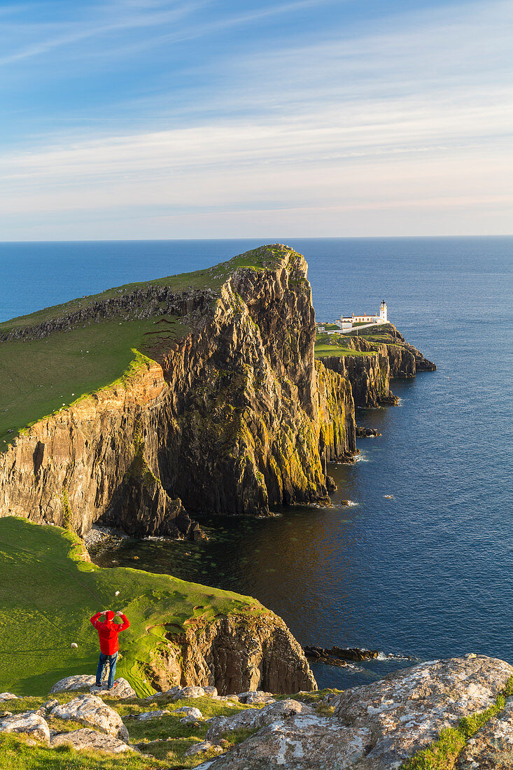 Leuchtturm, Neist Point, Isle of Skye, Highland Region, Schottland, Großbritannien
