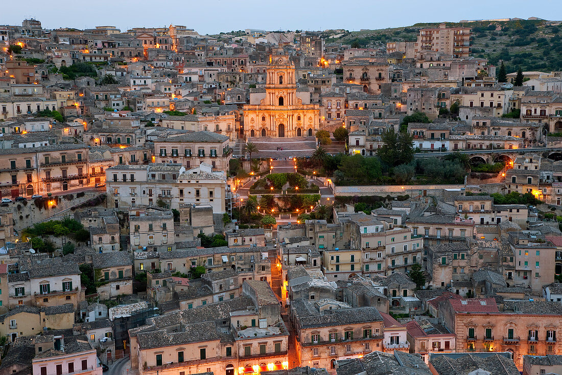 View of the San Giorgio cathedral in Modica, Sicily, Italy