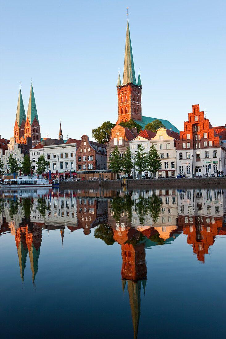 Old town and River Trave at Lubeck, Schleswig-Holstein, Germany 