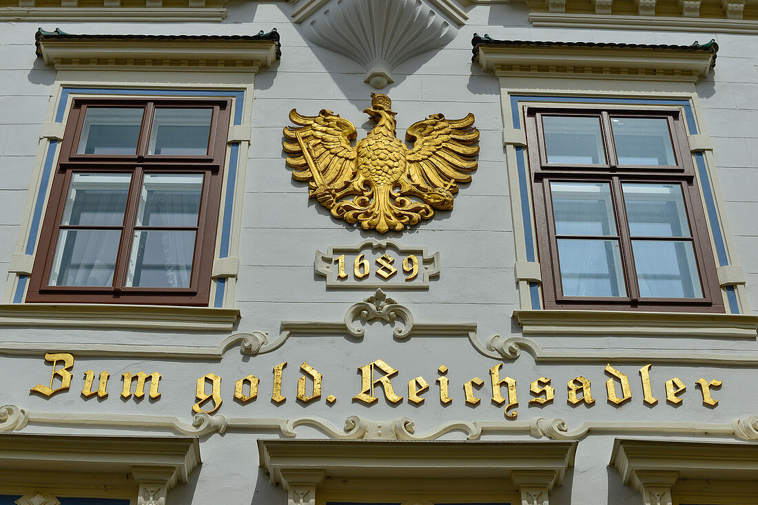 Ornate facade of a house from 1689 in Krems, Austria
