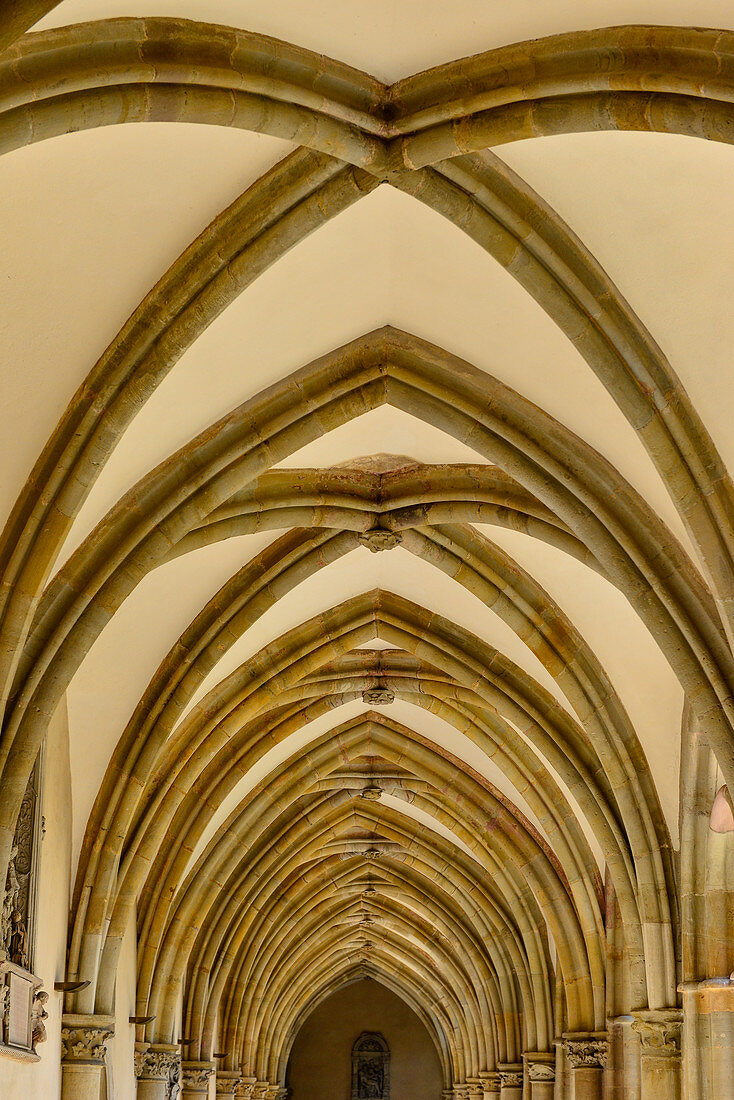Ein Bogengang mit reichen Verzierungen im Dom zu Trier, Mosel, Rheinland-Pfalz, Deutschland