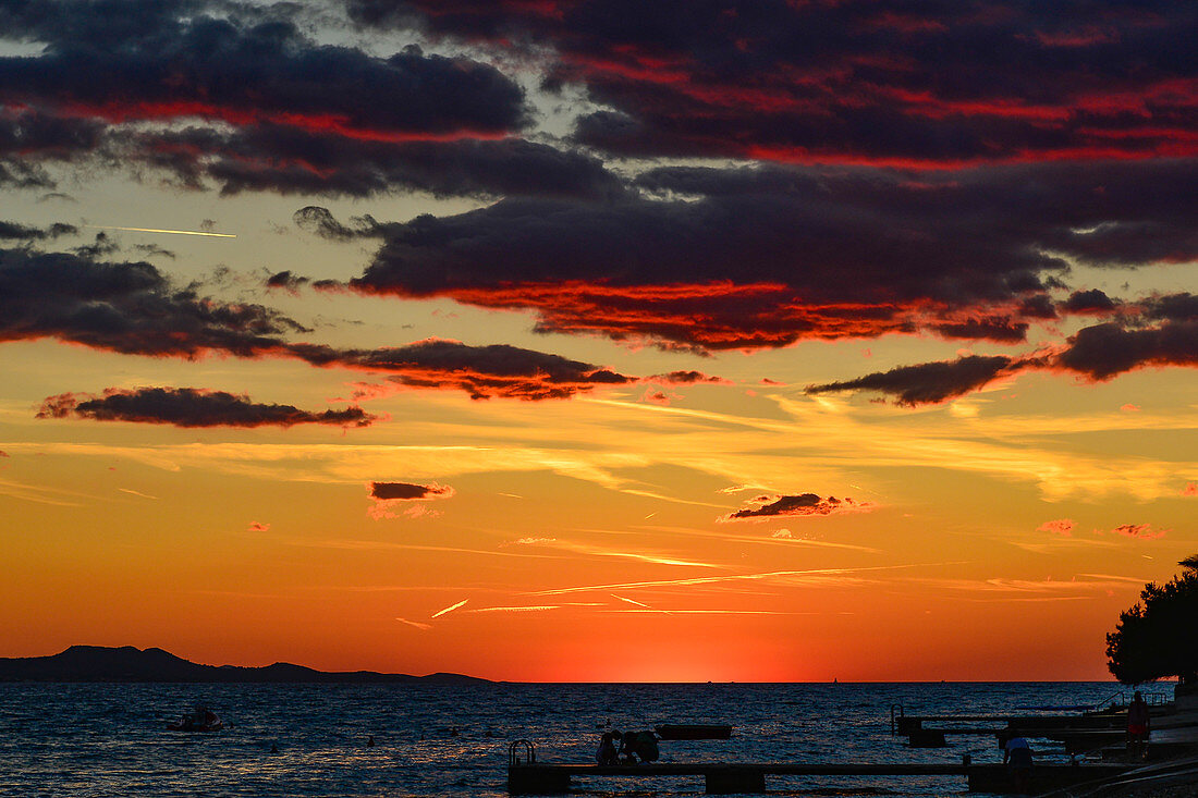 Late twilight with dramatic colors, Bibinje near Zadar, Adriatic Sea, Croatia