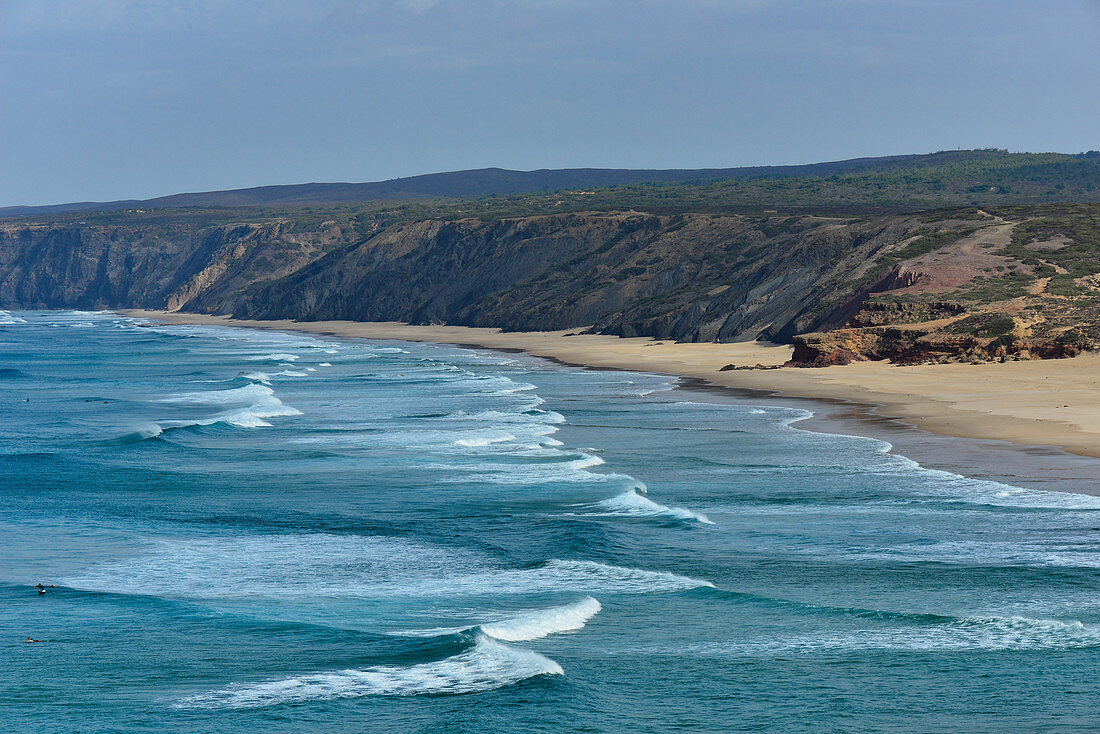 Big waves on the Atlantic beach, Praia de Odeceixe, Algarve, Portugal